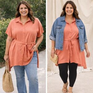 Cupshe Women's Orange Belted Tunic Top